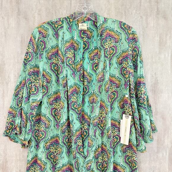 O’Neill Kimono Cardigan Women’s XS/S Open Front 3/4 Sleeve Beach Cover-Up Shirt - Picture 6 of 16